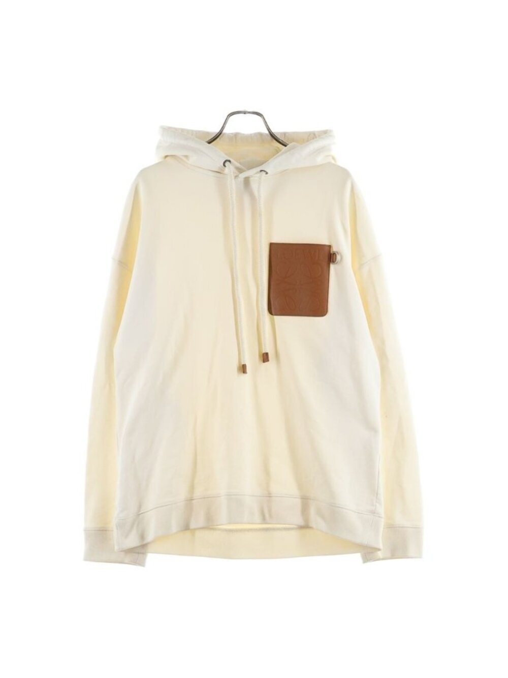 Loewe Anagram Leather Patch Hoodie Pullover Ivory